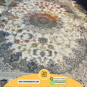 کاور فرش و روفرشی کش دار طرح بسیار زیبا رنگ طوسی با حاشیه سرمه ای کد ۱۳۴۲ (ویدیو)/cover carpet code 1347