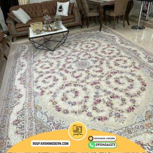 کاور فرش و روفرشی کشدار بسیار زیبا و پرفروش رنگ کرم کد ۰۰۹۲ (ویدیو)