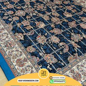 کاور فرش و روفرشی کشدار ترکیب رنگ سرمه ای و آبی درباری کد ۱۴۰۹ (ویدیو)
