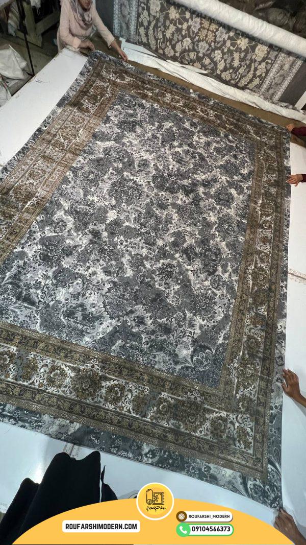 کاور فرش و روفرشی کشدار ترکیب رنگ طوسی و قهوه ای کد ROU1307 (ویدیو)/ cover carpet