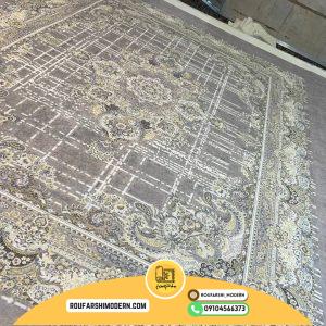 کاور فرش و روفرشی کشدار ترکیب رنگ طوسی و زرد کد ROU1411 (ویدیو)/  cover carpet code ROU1411