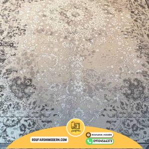 کاور فرش و روفرشی کشدار ترکیب رنگ کرم و طوسی و سفید و کد 0838 (ویدیو)