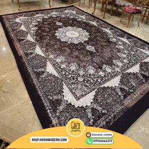 کاور فرش و روفرشی کشدار رنگ زمینه بادمجانی ترکیب قهوه ای نسکافه ای کد ROU1667 (ویدیو)