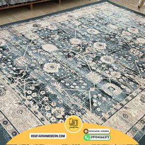 کاور فرش و روفرشی کشدار رنگ‌ زمینه سبز یا سبزآبی ترکیب کرم کد 0966 ( ویدیو)