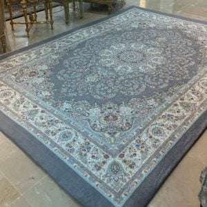کاور فرش و روفرشی کشدار رنگ زمینه طوسی بسیار خوش طرح و نقش کد 0662