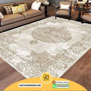 کاور فرش و روفرشی کشدار رنگ زمینه کرم ترکیب قهوه ای کد ROU1510 (ویدیو)
