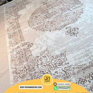 کاور فرش و روفرشی کشدار رنگ زمینه کرم ترکیب قهوه ای کد ROU1510 (ویدیو)