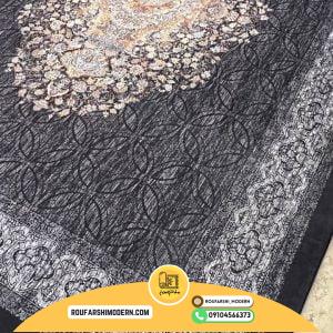 کاور فرش و روفرشی کشدار رنگ سرمه ای با گل کرم قهوه ای کد 1416 (ویدیو)