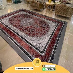 کاور فرش و روفرشی کشدار رنگ طوسی ترکیب زرشکی کد 1651 (ویدیو)