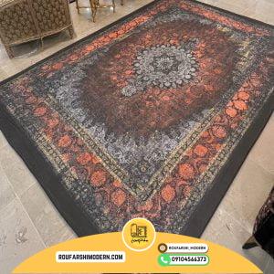 کاور فرش و روفرشی کشدار رنگ طوسی نارنجی و زرد کد 1609 (ویدیو)