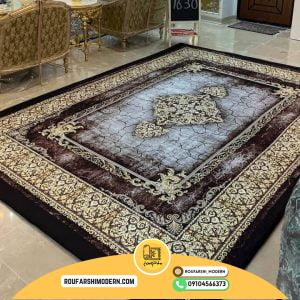 کاور فرش و روفرشی کشدار رنگ قهوه ای سیر و روشن ترکیب کرم طلایی کد 1630 (ویدیو)