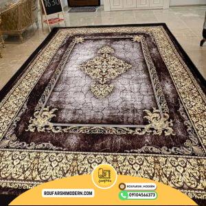کاور فرش و روفرشی کشدار رنگ قهوه ای سیر و روشن ترکیب کرم طلایی کد 1630 (ویدیو)