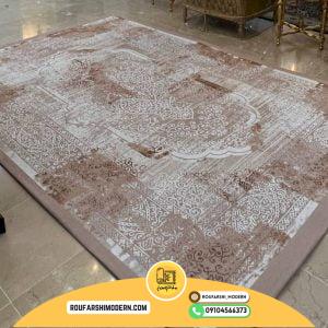 کاور فرش و روفرشی کشدار رنگ نسکافه ای ترکیب کرم روشن کد 1512 (ویدیو)