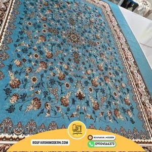 کاور فرش و روفرشی کشدار زمینه آبی (فیروزه ای) کد 1150