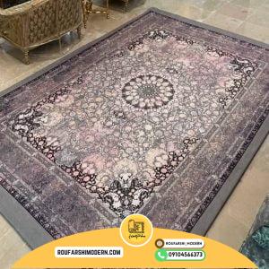 کاور فرش و روفرشی کشدار زمینه طوسی ترکیب صورتی طرح زیبا کد 1615 (ویدیو)