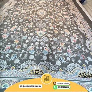 کاور فرش و روفرشی کشدار زمینه طوسی طرح بسیار زیبا کد 1557
