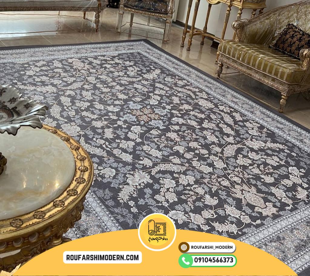 کاور فرش و روفرشی کشدار زمینه طوسی طرح فوق العاده زیبا کد 1337 (ویدیو)