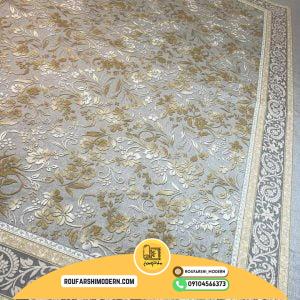 کاور فرش و روفرشی کشدار زمینه طوسی کد 1310 (ویدیو)