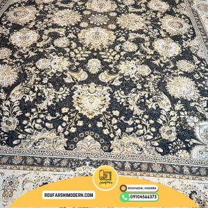 کاور فرش و روفرشی کشدار زمینه مشکی ترکیب طلایی کرم کد ROU1306 (ویدیو)