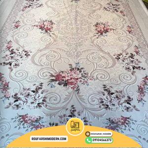 کاور فرش و روفرشی کشدار زمینه کرم کد 0193