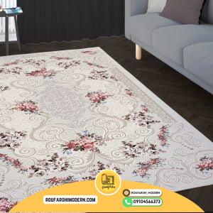 کاور فرش و روفرشی کشدار زمینه کرم کد 0193