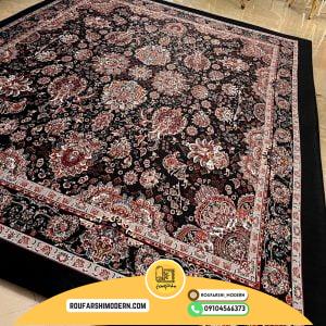 کاور فرش و روفرشی کشدار طرح افشان رنگ زمینه مشکی کد 1156