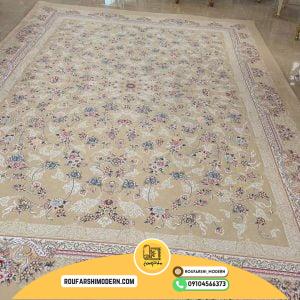کاور فرش و روفرشی کشدار طرح بسیار بسیار زیبا و جذاب رنگ کرم طلایی کد 1361 (ویدیو)