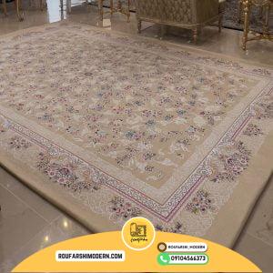 کاور فرش و روفرشی کشدار طرح بسیار بسیار زیبا و جذاب رنگ کرم طلایی کد 1361 (ویدیو)