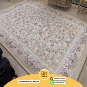 کاور فرش و روفرشی کشدار طرح بسیار بسیار زیبا و جذاب رنگ کرم طلایی کد 1361 (ویدیو)