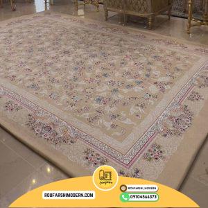 کاور فرش و روفرشی کشدار طرح بسیار بسیار زیبا و جذاب رنگ کرم طلایی کد 1361 (ویدیو)