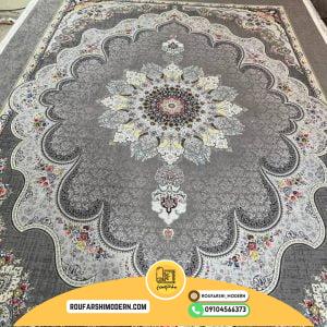کاور فرش و روفرشی کشدار طرح بسیار جذاب و پر فروش رنگ زمینه طوسی کد 1452