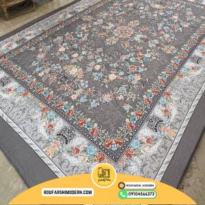 کاور فرش و روفرشی کشدار طرح بسیار جذاب و شکیل رنگ زمینه طوسی زیبا کد 1559 (ویدیو)