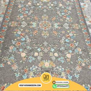 کاور فرش و روفرشی کشدار طرح بسیار جذاب و شکیل رنگ زمینه طوسی زیبا کد 1559 (ویدیو)