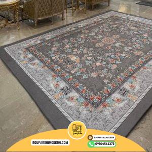 کاور فرش و روفرشی کشدار طرح بسیار جذاب و شکیل رنگ زمینه طوسی زیبا کد 1559 (ویدیو)