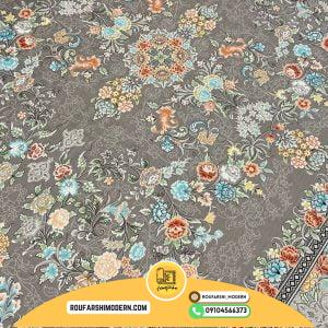 کاور فرش و روفرشی کشدار طرح بسیار جذاب و شکیل رنگ زمینه طوسی زیبا کد 1559 (ویدیو)