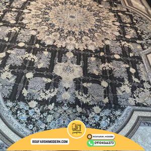 کاور فرش و روفرشی کشدار طرح بسیار زیبا ترکیب رنگ طوسی و کرم کد 1445 (ویدیو)