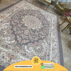 کاور فرش و روفرشی کشدار طرح بسیار زیبا رنگ زمینه طوسی ترکیب کرم کد 1694 (ویدیو)