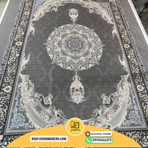 کاور فرش و روفرشی کشدار طرح بسیار زیبا رنگ طوسی ترکیب کرم کد 1387 (ویدیو) / cover carpet code ROU1387