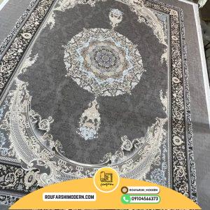 کاور فرش و روفرشی کشدار طرح بسیار زیبا رنگ طوسی ترکیب کرم کد 1387 (ویدیو) / cover carpet code ROU1387