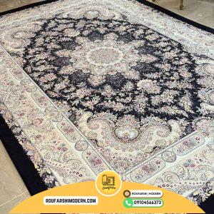 کاور فرش و روفرشی کشدار طرح تبریز رنگ سرمه ای ترکیب کرم کد ROU1693 (ویدیو)