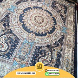 کاور فرش و روفرشی کشدار طرح جذاب رنگ زمینه سرمه ای کد 0673 (ویدیو)
