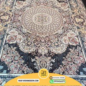 کاور فرش و روفرشی کشدار طرح جذاب زمینه سرمه ای کد 0564