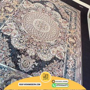 کاور فرش و روفرشی کشدار طرح جذاب زمینه سرمه ای کد 0564