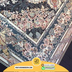 کاور فرش و روفرشی کشدار طرح جذاب زمینه سرمه ای کد 0564