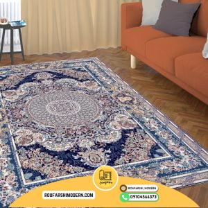کاور فرش و روفرشی کشدار طرح جذاب زمینه سرمه ای کد 0564
