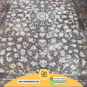کاور فرش و روفرشی کشدار طرح زیبا ترکیب رنگ زمینه پوست پیازی و گل سفید و زرد کد 1599 (ویدیو)