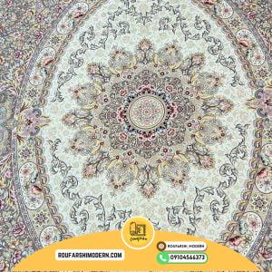 کاور فرش و روفرشی کشدار طرح زیبا رنگ طوسی ترکیب کرم کد ROU1696