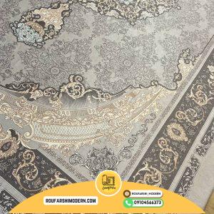 کاور فرش و روفرشی کشدار طرح زیبا رنگ طوسی ترکیب کرم کد 1381 (ویدیو)