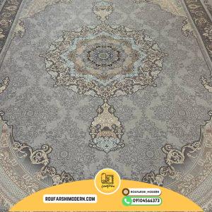 کاور فرش و روفرشی کشدار طرح زیبا رنگ طوسی ترکیب کرم کد 1381 (ویدیو)