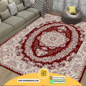 کاور فرش و روفرشی کشدار طرح زیبا زمینه زرشکی کد 1063 (ویدیو)